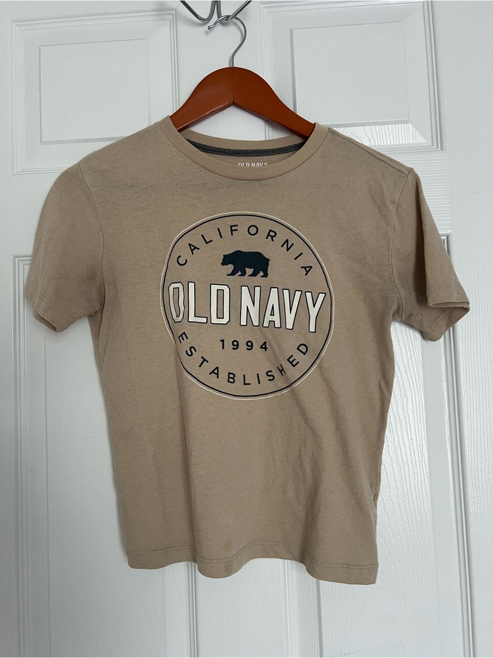 Old Navy Men's Tan Graphic Crew Neck T-Shirt